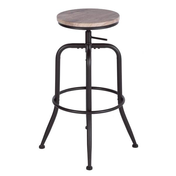 oak and metal stool