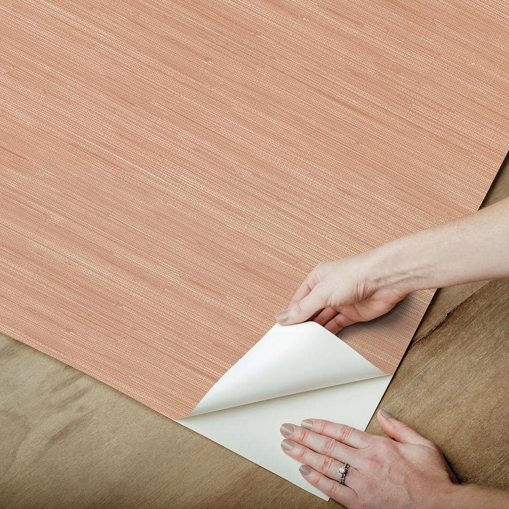 Pink Faux Grasscloth Peel and Stick Wallpaper Roll