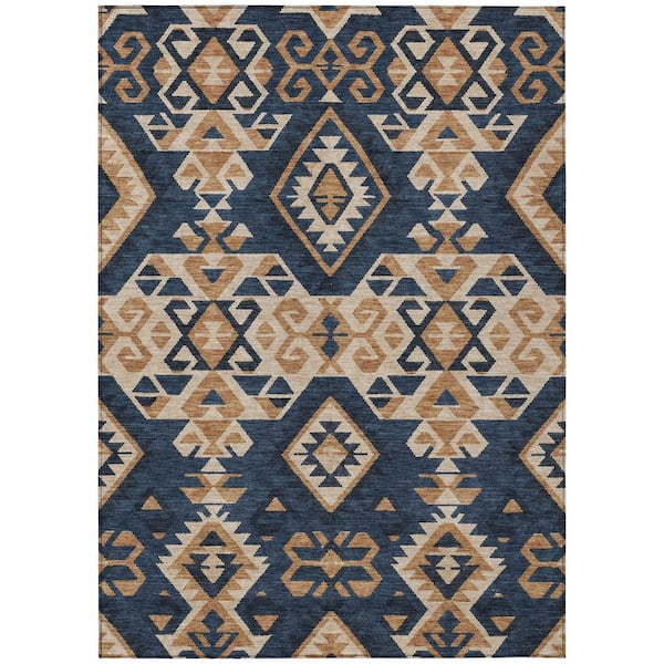 Chantille Machine Washable Indoor/Outdoor Abstract ACN2959 Navy 10 ft. x 14 ft. Area Rug