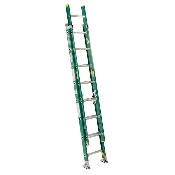 Werner 16 ft. Fiberglass Extension Ladder (15 ft. Reach Height) with 225 lb. Load Capacity Type II Duty Rating