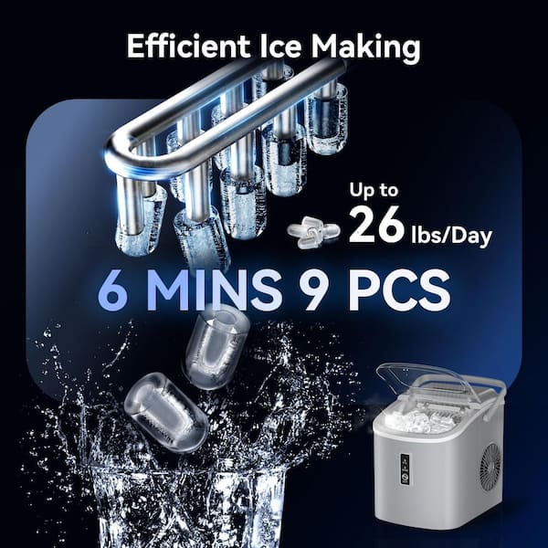 ICE CUBE❗️ 9.4 in. 26.5lb/24H Bullet Ice Countertop Portable Ice Maker in