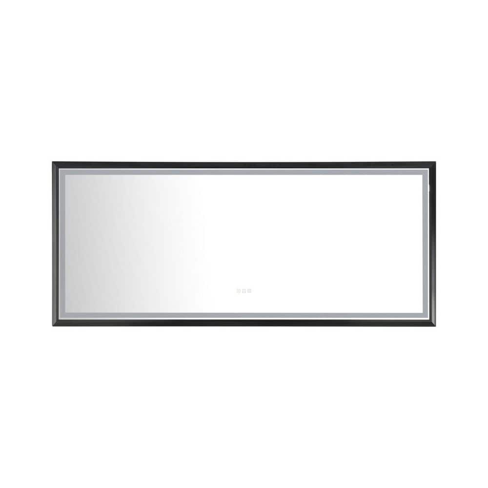 88 in. W x 38 in. H Rectangular Black Framed LED Lighted Dimmable Anti-Fog Wall Bathroom Vanity Mirror in Matte Black price history on PriceWatchPro