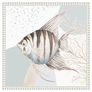 "Ocean Bubbles Striped Fish" by Patricia Pinto 1-Piece Floater Frame Giclee Animal Canvas Art Print 16 in. x 16 in.