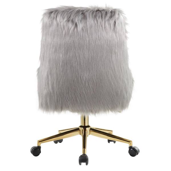 grey faux fur desk chair