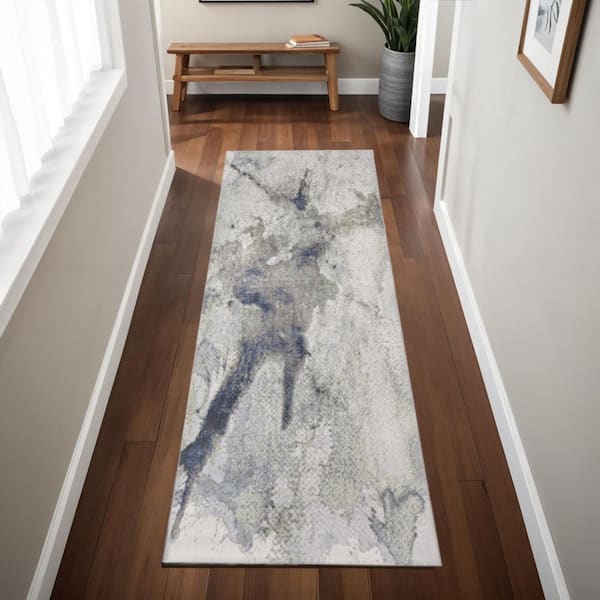 Black 2 x 8 ft. Loomed Abstract Runner Indoor Area Rug