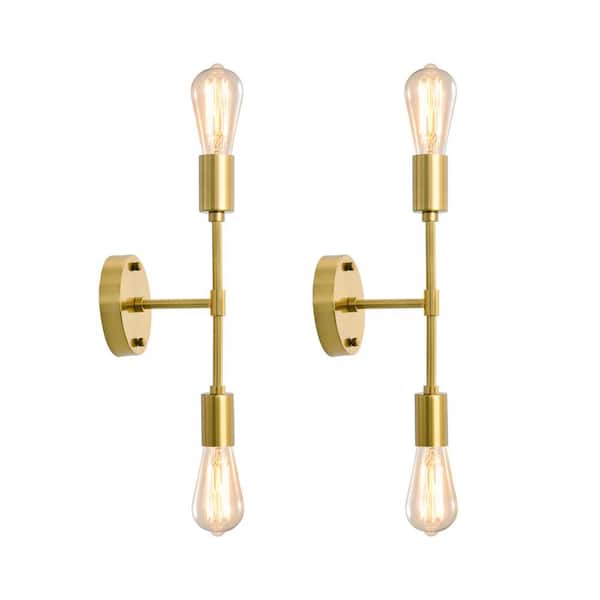 5.6 in. 2-Light Gold Modern Wall Sconce Bathroom Vanity Light