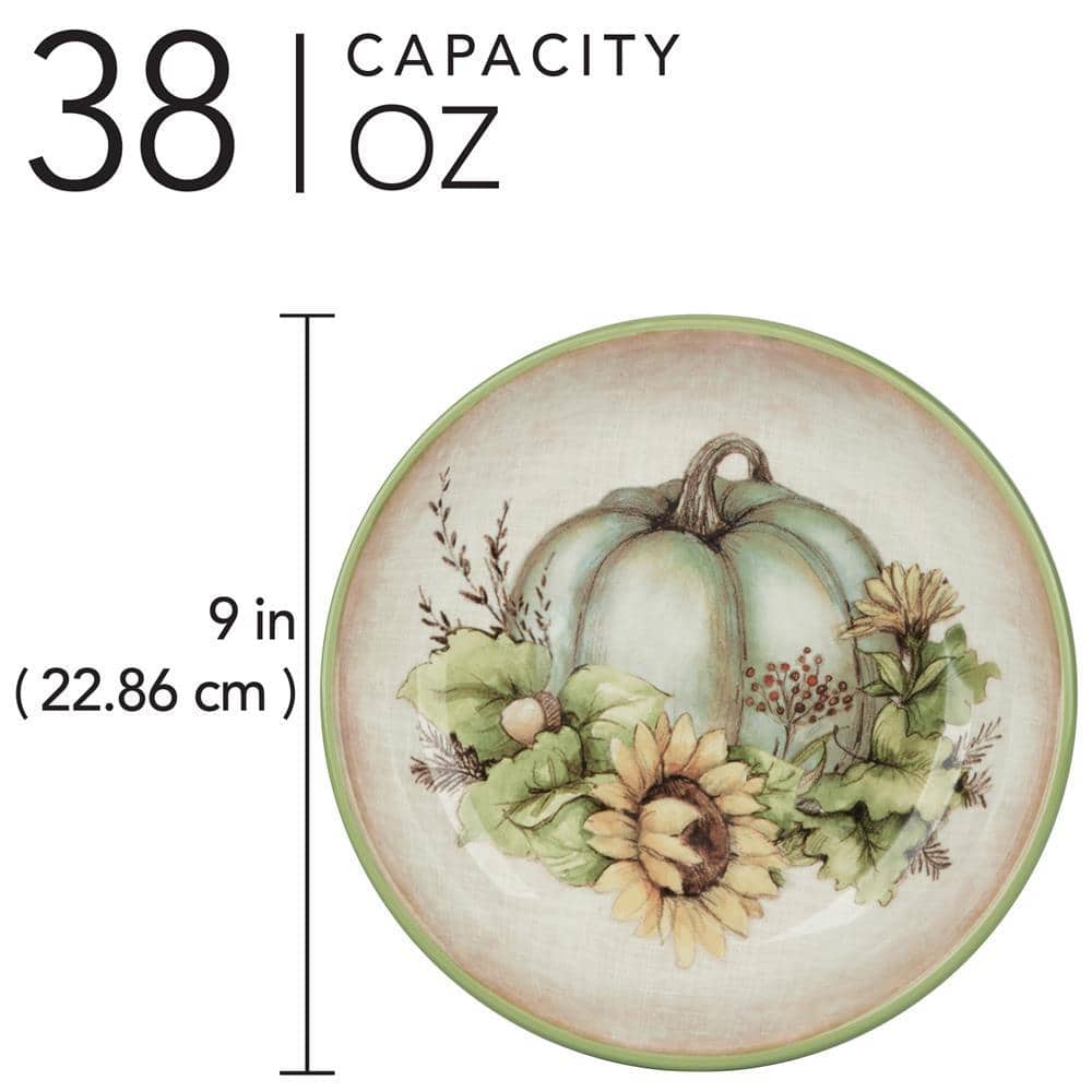 Autumn Breeze Ceramic Fall-Themed Soup and Pasta Bowls, Set of 4