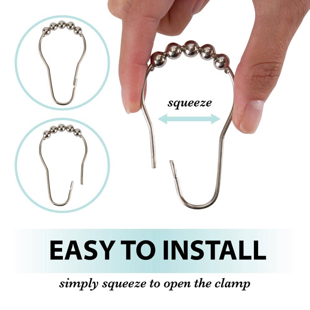 Chrome Beaded Moisture-Proof Shower Curtain Hooks