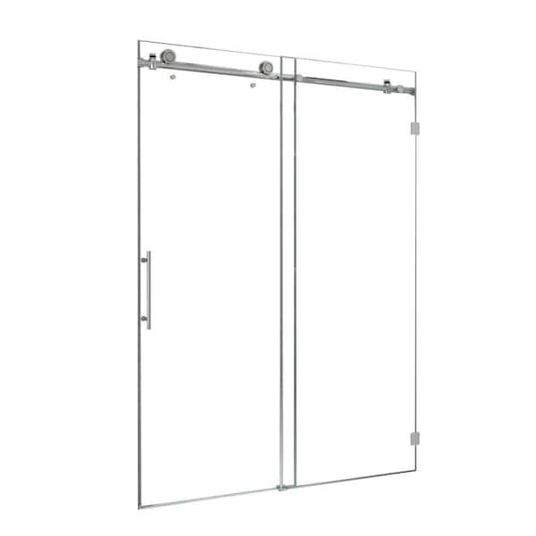 Mediterraneo 60 in. W x 77.38 in. H Semi-Frameless Sliding Shower Door in Chrome