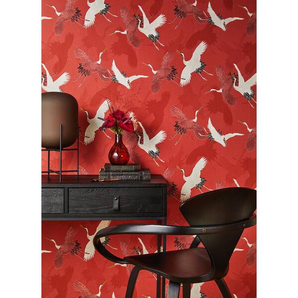 Advantage Kusama Red Crane Paper Non-Pasted Textured Wallpaper