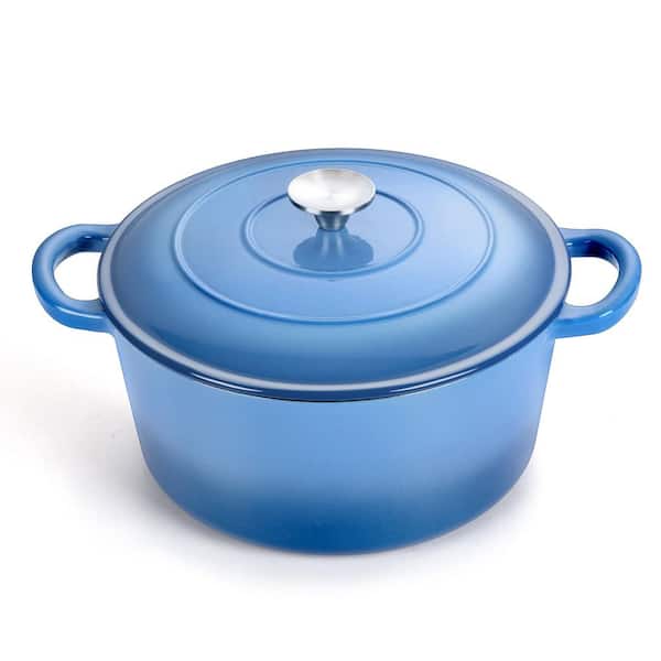 Sauce Pans 3 qt. Dutch Oven Enameled Cast Iron Blue Nonstick Oven and Stovetop Safe Pot with Lid for Baking