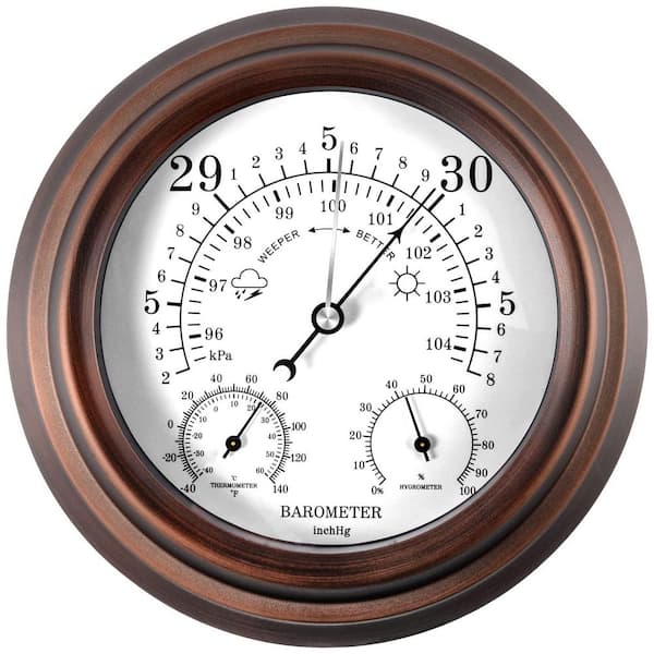 8 in. Hanging Barometer Thermometer Hygrometer, 3 in 1 Atmospheric Pressure Temperature Hygrometer Weather Station