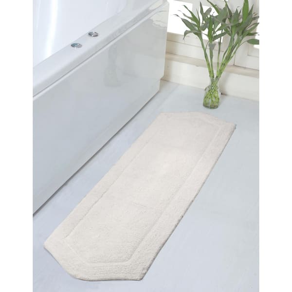 HOME WEAVERS INC Waterford Collection 100% Cotton Tufted Non-Slip Bath Rug, 22 in. x60 in. Runner, Ivory