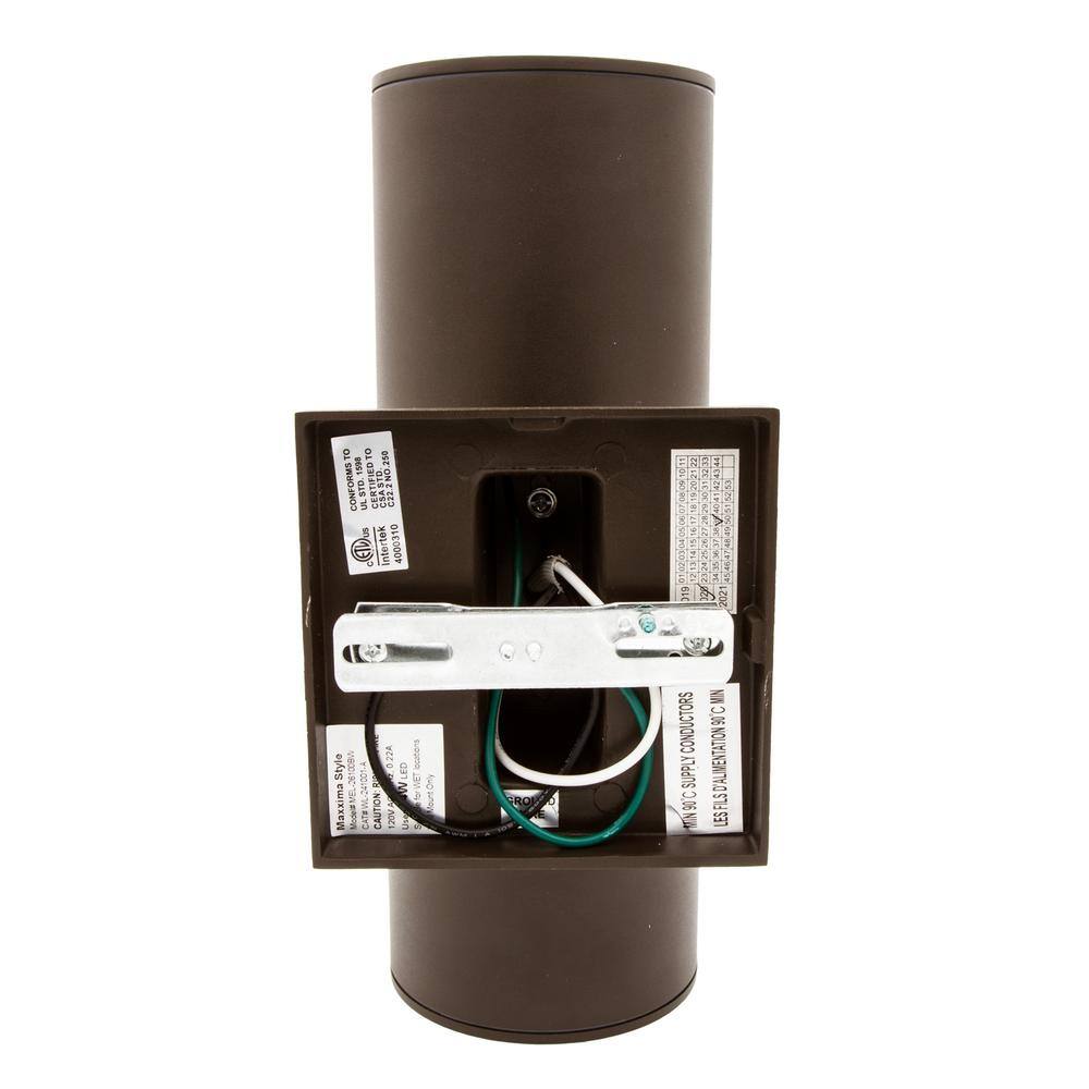 Brown Cylinder LED Outdoor Wall Sconce with Clear Glass