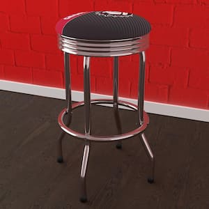 University of Georgia Text 29 in. Red Backless Metal Bar Stool with Vinyl Seat
