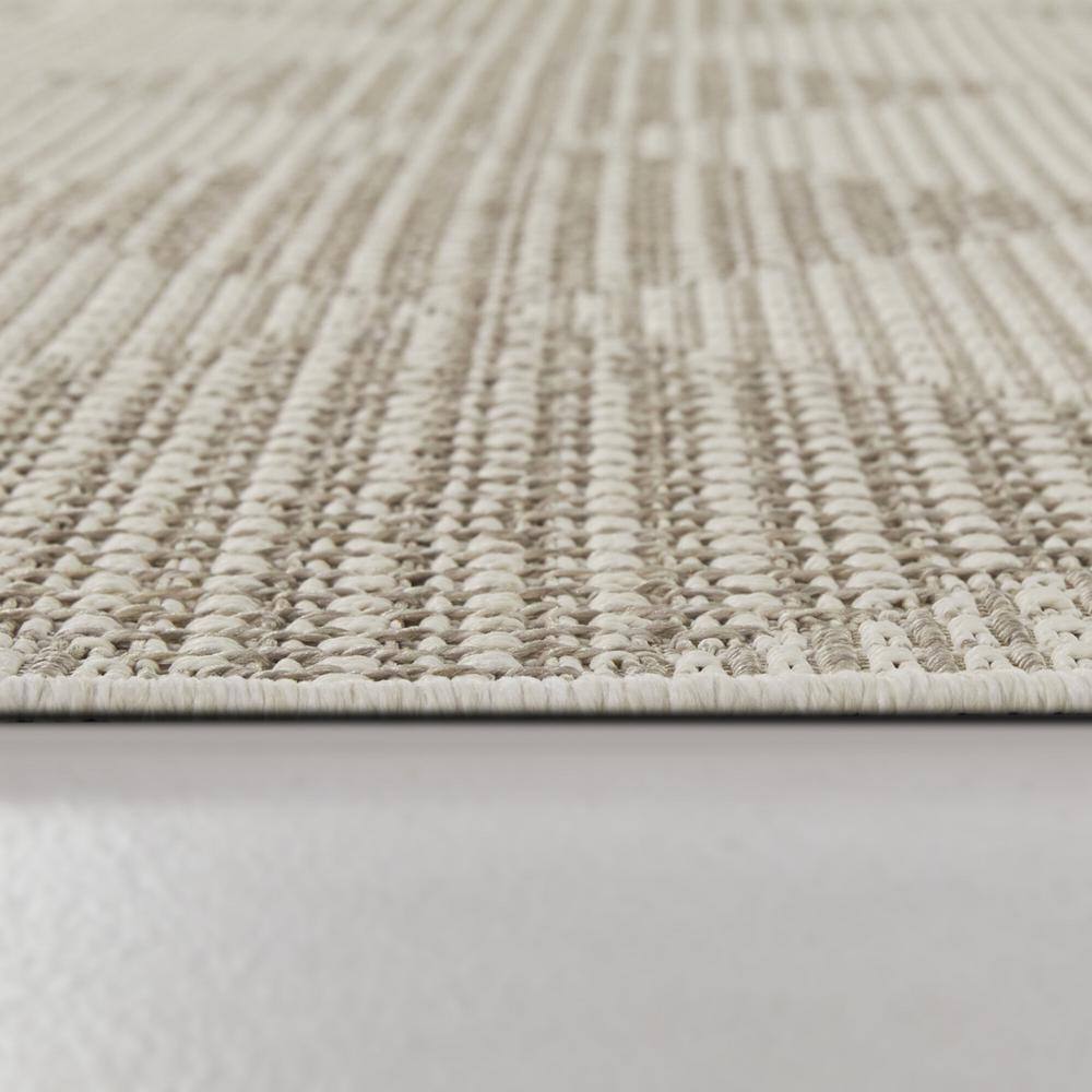 Chasewood White and Beige Geometric Synthetic Indoor/Outdoor Area Rug