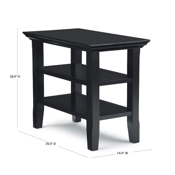 Simpli Home Acadian Solid Wood 14 In, Black And White Small End Tables