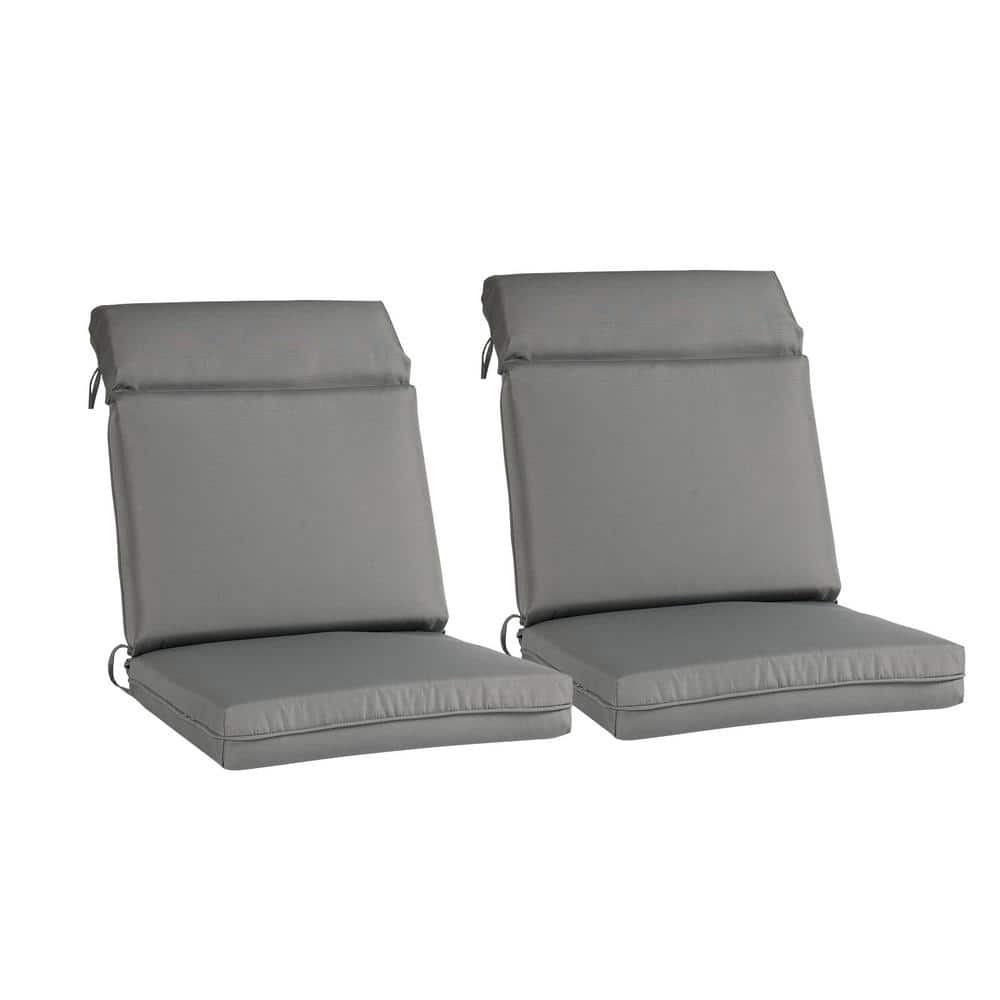 21 in. x 20 in. Outdoor High Back Dining Chair Cushion in Gray (2-Pack) price history on PriceWatchPro