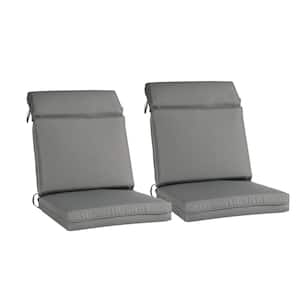 21 in. x 20 in. Outdoor High Back Dining Chair Cushion in Gray (2-Pack)