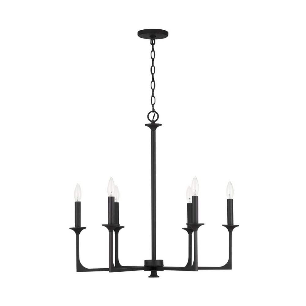 Clint 6-Light Black Iron Chandelier in Black Iron with No Bulbs Included price history on PriceWatchPro