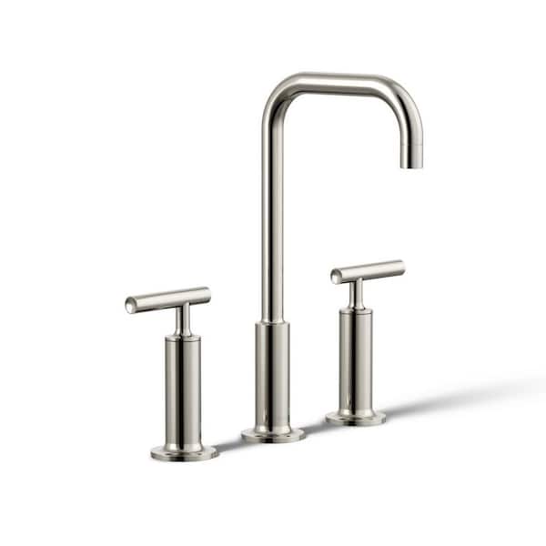 KOHLER Purist 8 in. Widespread 2-Handle Bathroom Faucet with High Lever Handles in Vibrant Polished Nickel