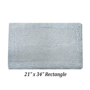 Edge 21 in. x 34 in. Blue 100% Cotton Rectangle Bath Rug