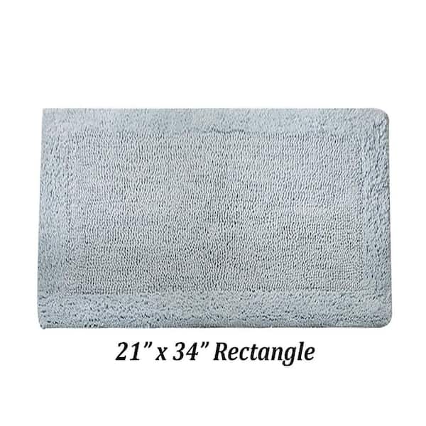 Better Trends Edge 21 in. x 34 in. Blue 100% Cotton Rectangle Bath Rug