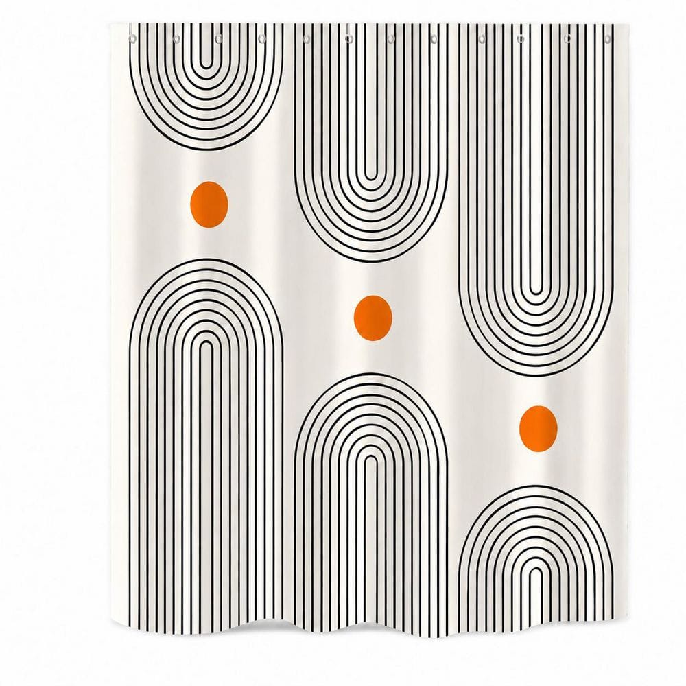72 in. W x 72 in. L Cream Polyester Shower Curtain with Hooks, Mid Century Arch Design price history on PriceWatchPro