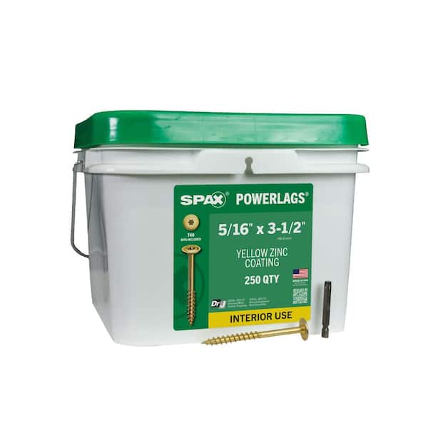 SPAX 5/16 in. x3-1/2 in. Interior Washer Head Structural Wood Lag Screws Powerlags TorxT-Star(250 Each)Bulk Pail Bit Included
