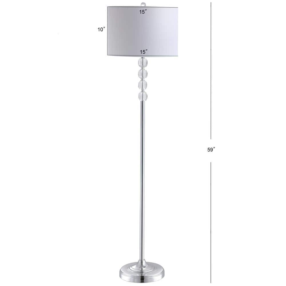 Aubrey Transitional Glam 59.5" White Linen Shade Crystal Floor Lamp