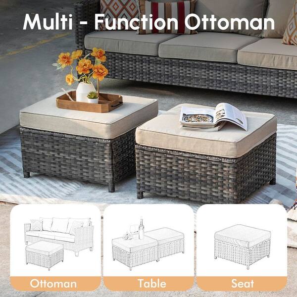 XIZZI Megon Holly Gray 6-Piece Wicker Outdoor Patio Conversation