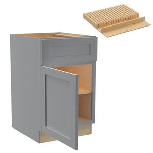 Newport 21 in. W x 24 in. D x 34.5 in. H Assembled Plywood Base Kitchen Cabinet in Pearl Gray with Knife Block LH