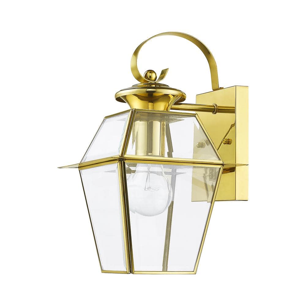 Elegant Westover Outdoor Wall Lantern in Polished Brass with Clear Glass