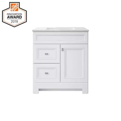 Sedgewood 30-1/2 in. Configurable Bath Vanity in White with Solid Surface Top in Arctic with White Sink