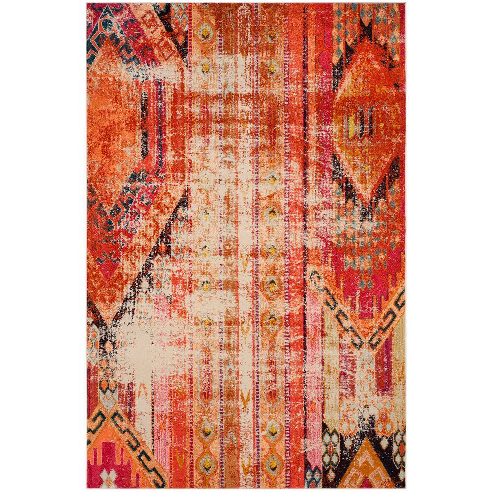 Bohemian-Chic Monaco Orange Multicolor Rectangular Area Rug