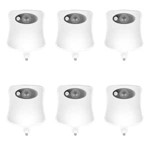 White Motion Sensor 8-Color Selectable Battery-Operated Toilet LED Night Light (6-Pack)