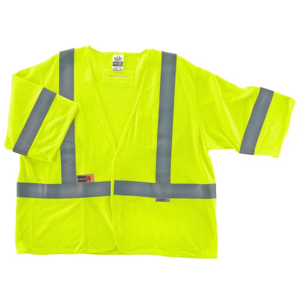 Ergodyne GLoWEAR L/XL Lime Hi-Vis Type R Class 3 FR Modacrylic Vest