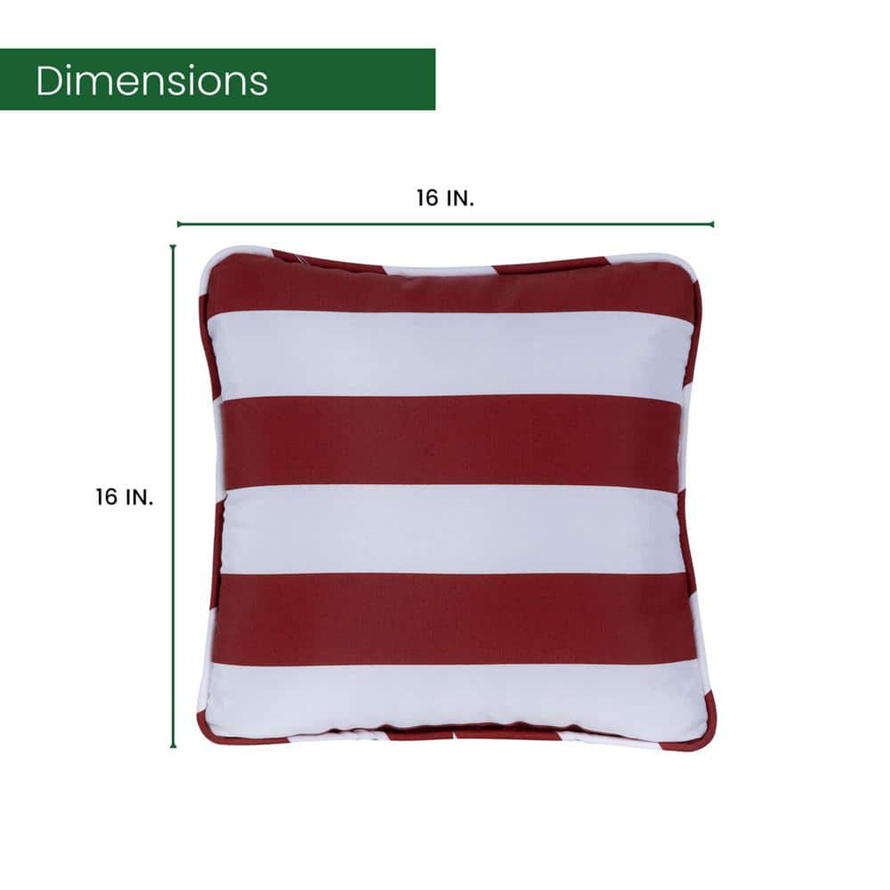 Red and White Striped Square Indoor/Outdoor Throw Pillow Set
