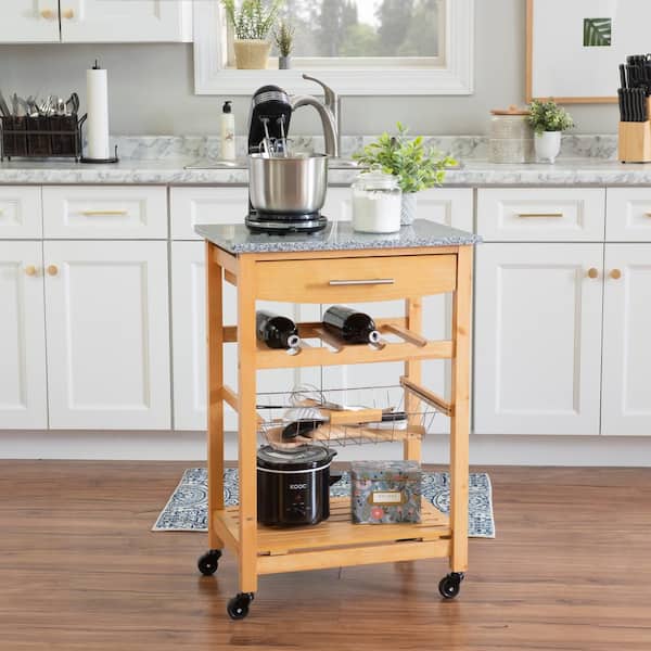 Linon Home Decor Todd Natural Wood Kitchen Cart with Food Safe