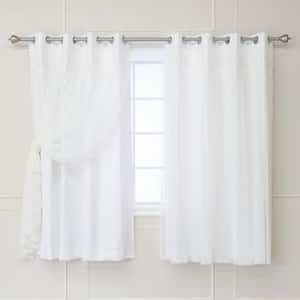 White Solid Grommet Room Darkening Curtain - 52 in. W x 63 in. L (Set of 2)