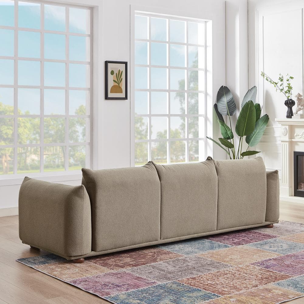 Mocha Brown Velvet Lawson Sofa with Solid Wood Legs
