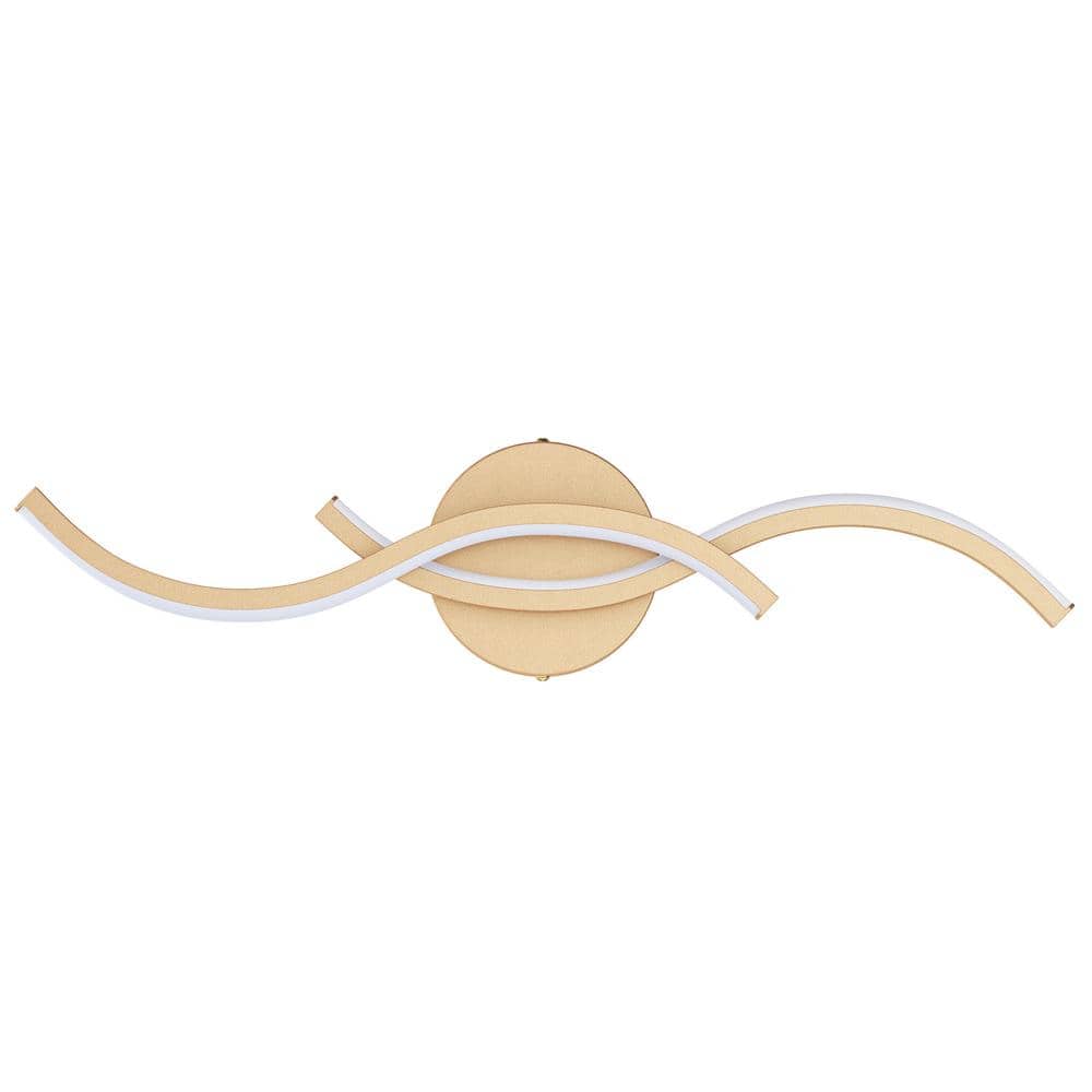 Modern 21.25 in. 2-Light LED Gold Bathroom Vanity Light Over Mirror Wall Li