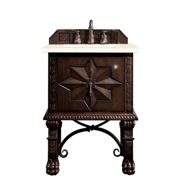 James Martin Vanities Balmoral 26 in. W x 23.5 in. D x 34 in. H Bathroom Vanity in Antique Walnut with Eternal Marfil Quartz Top
