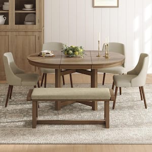 6-Piece Clara Beige Versatile Solid Wood Frame Dining Sets Top