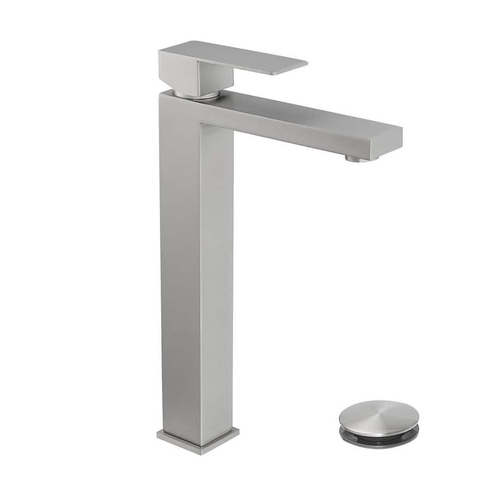 Single Handle Single Bathroom Sink Faucet with Overflow Pop Up Drain in Brushed Nickel (1-Pack) price history on PriceWatchPro