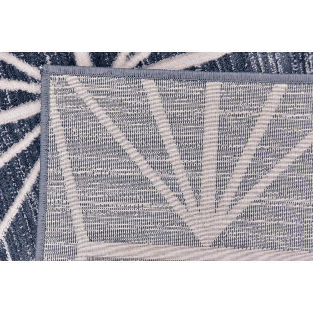 Navy Blue and Ivory Rectangular Easy-Care Area Rug 8' x 10'