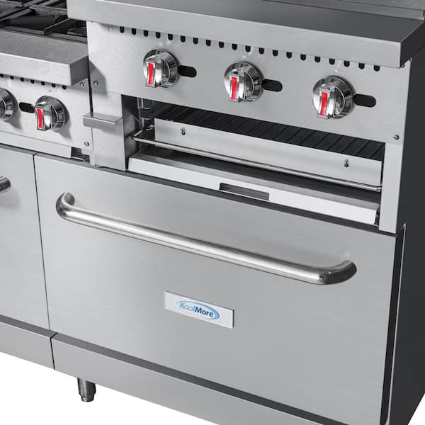 60 in. 5.9 cu. ft. Commercial 6 Burner Double Oven 2ft Griddle with cheese  melter Gas Range in Stainless Steel