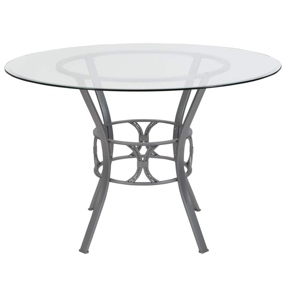 Carnegy Avenue Clear Top/Silver Frame Dining Table CGA-XU-228536-CL-HD ...