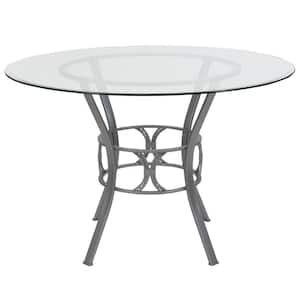 Clear Top/Silver Frame Dining Table