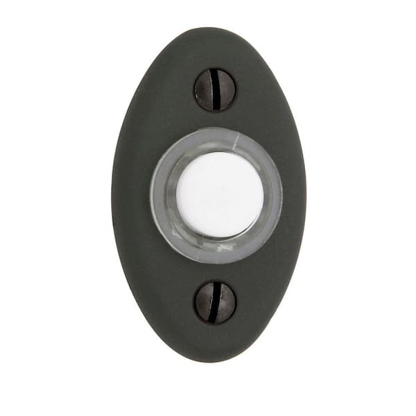 Baldwin 2 in. Oval Wired Lighted Push Button Doorbell in Oil-Rubbed Bronze